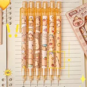 6pcs Capybara Mechanical Pencils with Built-In Erasers