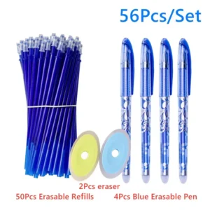 1 Pack Erasable Gel Pen Set, Erasable Pens + Refills + Erasers 0.5mm Erasable Pen Office School Stationery