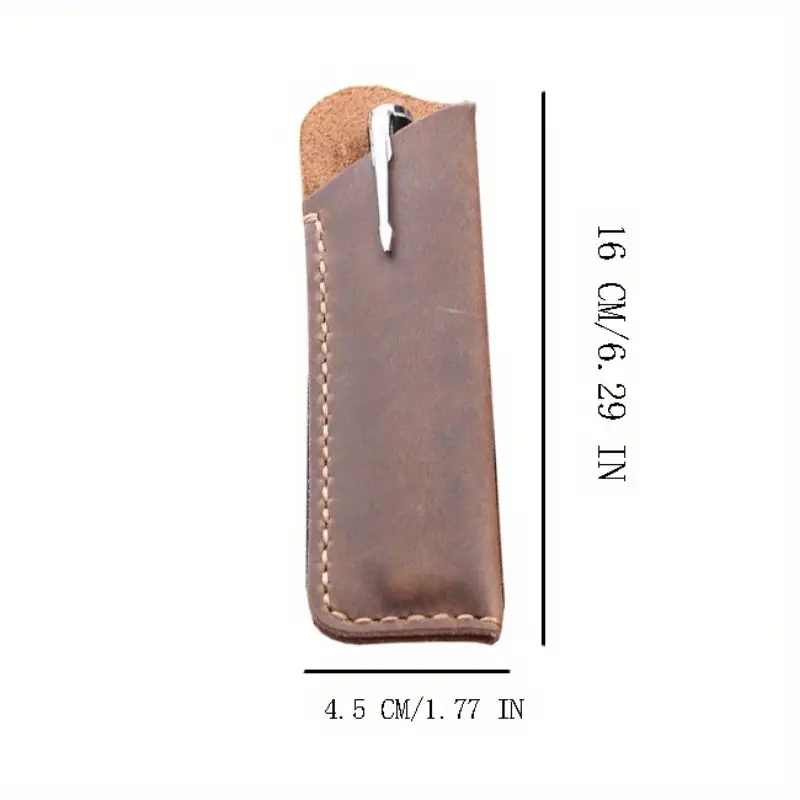 1pc Hand-stitched Cowhide Pen Bag - Image 4
