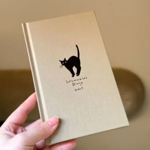 1pc 2025 Cycle Plan B6  Cute Black Cat Design Linen Notebook